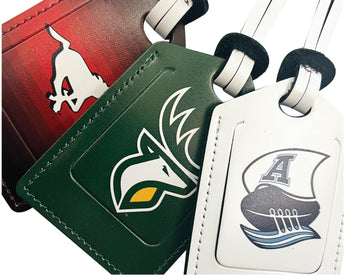 Canadian Football League leather luggage tags