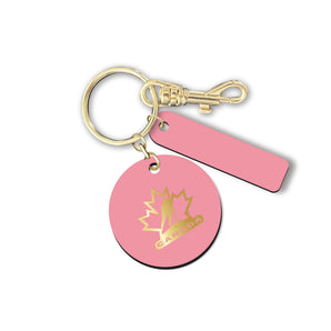 Hockey Canada Mini Round Keychain - Pink/Gold