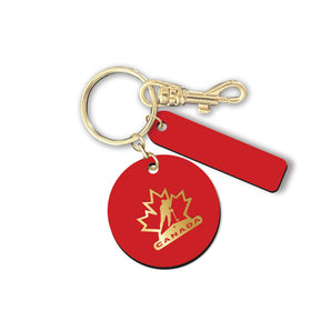 Hockey Canada Mini Round Keychain - Red/Gold