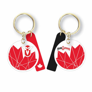 Ontario Lacrosse Round Keychain - Maple Leaf